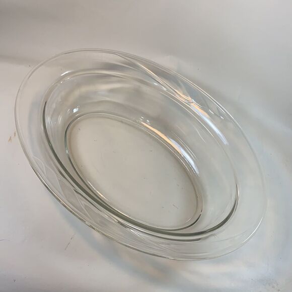 Clear Glass Serving Dish Bowl Decorative Edge 2 1/2 Quart Made In USA Home Cook - Picture 2 of 8